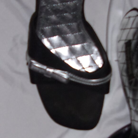 womens size 8 high heel balck silver bow dress shoes sexy eight heels - Picture 5 of 5